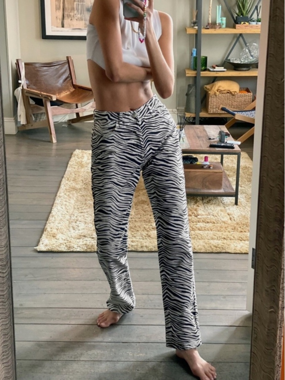 Zara Zebra Print Jean Pants NWOT